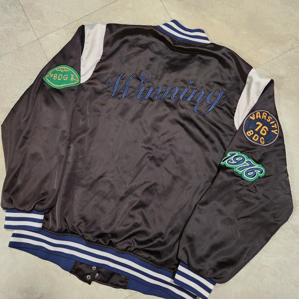 BDG Urban Outfitters Womens M Medium Satin Bomber‎ Oversized Snap Varsity Jacket